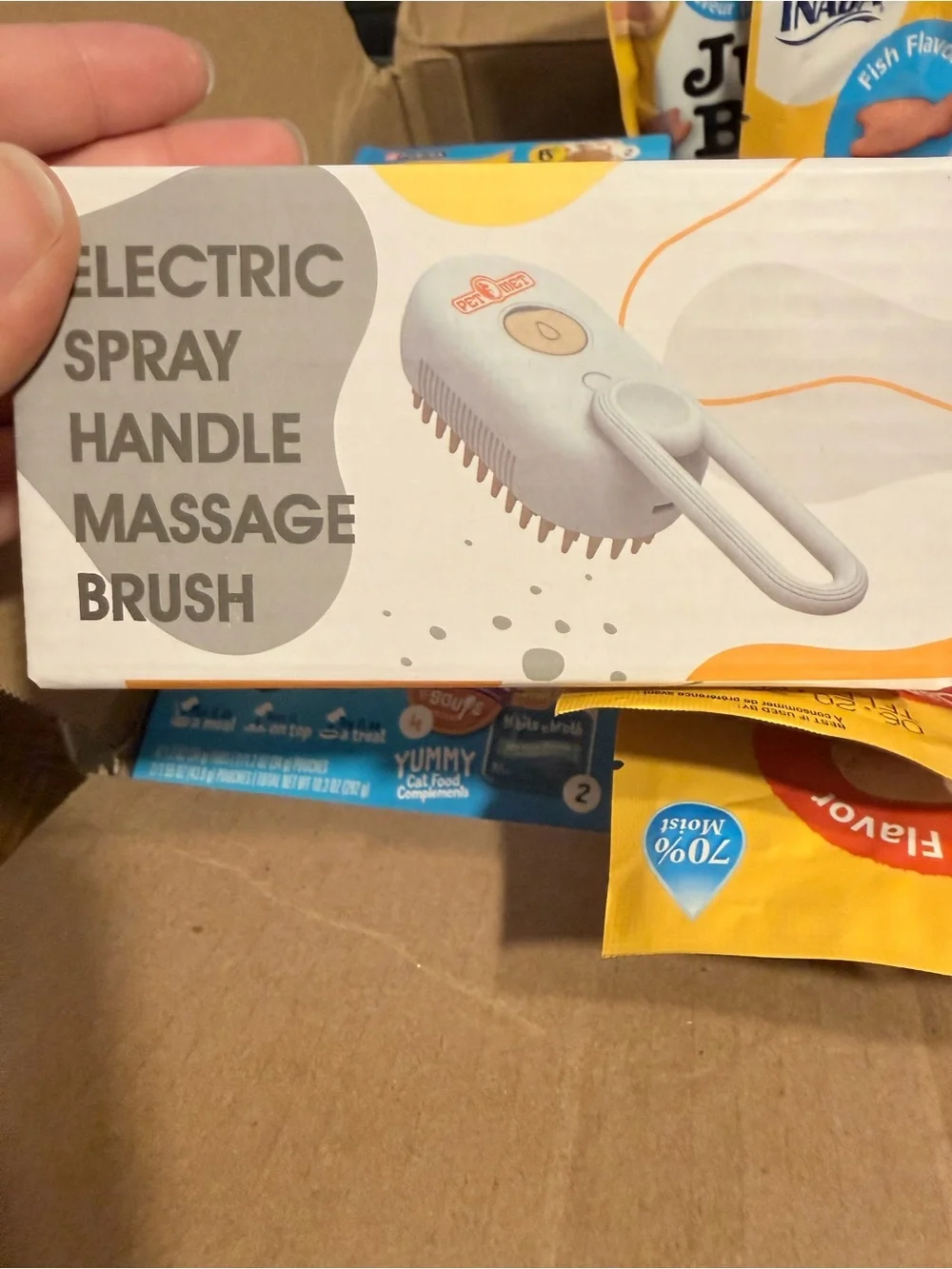 Variety box of cat treats/Soup pouches/ Electric Brush and Cat Spray for Urine